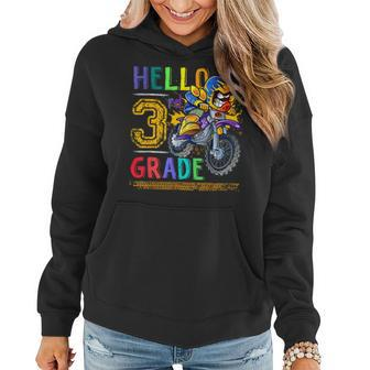 Hello 3Rd Grade Motor Racing Boys Back To School 3Rd Grader Women Hoodie - Seseable
