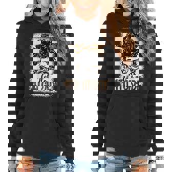 Hello 4Th Grade Messy Bun Girls Leopard Cute Back To School Women Hoodie | Mazezy