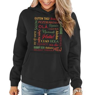 Hello In 22 Different Languages Word Esl Teachers Students Women Hoodie - Seseable