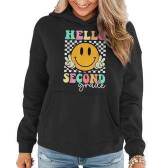 Hello Second Grade Groovy Retro First Day Back To School Women Hoodie - Seseable