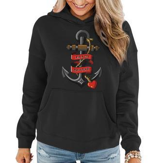 Hes My Anchor Vintage Tattoo Style Illustration Women Hoodie | Mazezy
