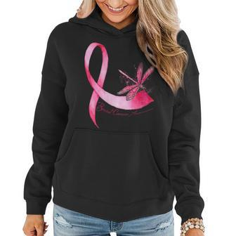 Hippie Dragonfly Pink Ribbon Breast Cancer Awareness Women Hoodie | Mazezy