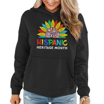 Hispanic Heritage Month Colorful Sunflower Flag Root Latino Women Hoodie | Mazezy