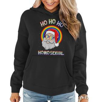 Ho Ho Ho Homosexual Holigays Lgbt Ugly Christmas Sweater Women Hoodie - Seseable