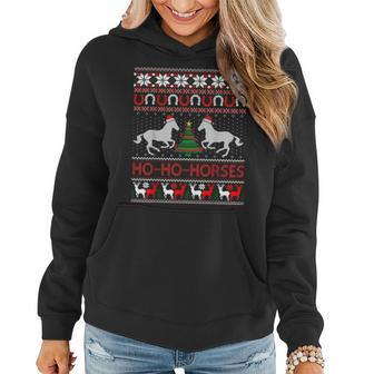 Ho Horses Xmas Ugly Christmas Sweater Equestrian Women Hoodie | Mazezy