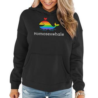 Homosexwhale Funny Lgbtq Rainbow Gift Lgbtqia Pride Whale Women Hoodie | Mazezy