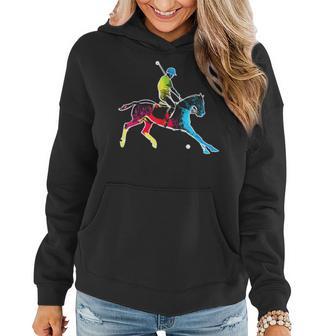 Horse Polo Player Colorful Polo Sports Horseback Riding Women Hoodie - Thegiftio UK