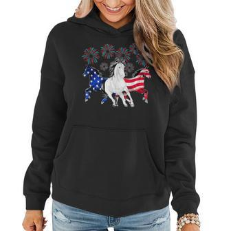 Horses Fireworks 4Th Of July Us Independence Day Women Hoodie | Mazezy