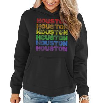 Houston Rainbow Pride Lgbt Distressed Look Women Hoodie | Mazezy