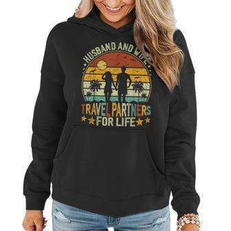 Husband And Wife Travel Partners For Life Beach Traveling Women Hoodie - Seseable