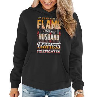 Husband Firefighter American Flag Fire Fighting Wife Pride Women Hoodie | Mazezy