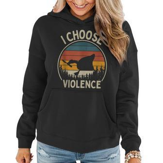 I Choose Violence Funny Goose With Knife Memes Sarcastic Women Hoodie | Mazezy