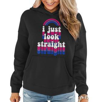 I Just Look Straight Bisexual Rainbow Bisexual Pride Love Women Hoodie | Mazezy