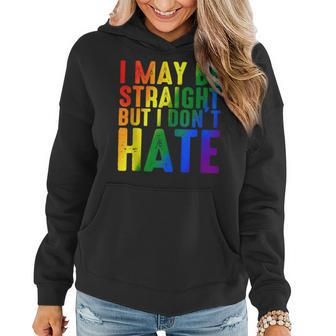 I May Be Straight But I Dont Hate Rainbow Lgbt Gay Pride Women Hoodie | Mazezy