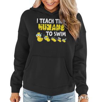 I Teach Tiny Humans To Swim Swimming Teacher Women Hoodie - Thegiftio UK