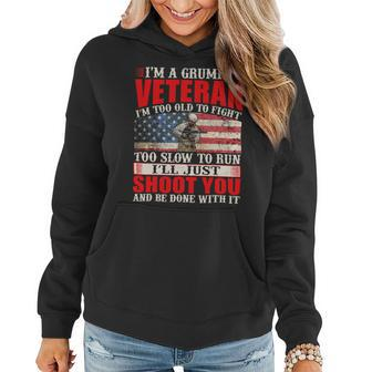 Im A Dad Grandpa And A Veteran Nothing Scares Me Father Day 85 Women Hoodie - Monsterry