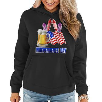 Independence Day 4Th July Beer Fireworks America Gift Idea Women Hoodie | Mazezy