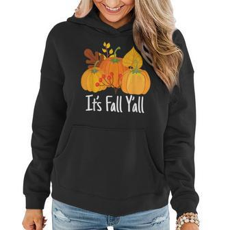 Its Fall Yall Lazy Halloween Costume Thanksgiving Pumpkin Halloween Costume Women Hoodie | Mazezy