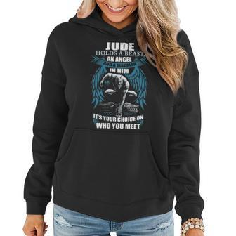 Jude Name Gift Jude And A Mad Man In Him Women Hoodie - Seseable