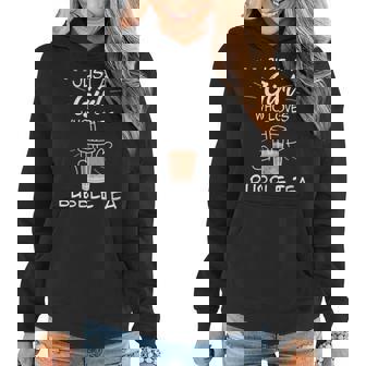 Just A Girl Who Loves Bubble Tea Cute Boba Milk Tea Design Women Hoodie | Mazezy