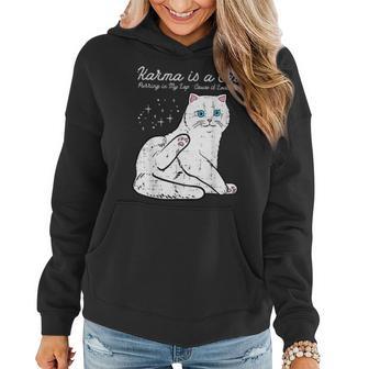 Karma Is A Cat Cute White Kitten Kitty Women Girls Kids N Women Hoodie - Thegiftio UK