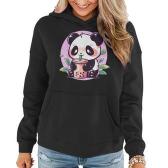 Kawaii Cute Anime Panda Drinking Bubble Boba Tea Girls Ns Women Hoodie - Seseable