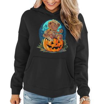 Killer Teddy Bear Lazy Halloween Pumpkin Scary Monster Women Hoodie | Mazezy