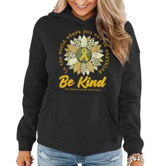 Be Kind Sunflower Gold Childhood Cancer Awareness Ribbon Women Hoodie