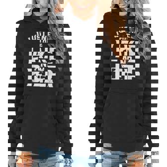 Lake And Beer Funny Lake Life Beer Drinking Gift Drinking Funny Designs Funny Gifts Women Hoodie | Mazezy