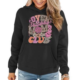 Leopard Over Stimulated Moms Club Anxious Moms Club Quote Women Hoodie | Mazezy