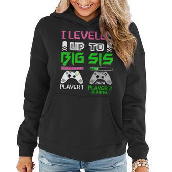 Leveled Up To Big Sister 2024 Cute Im Going To Be A Big Sis Women Hoodie - Seseable