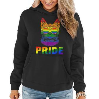Lgbt Cat Gay Pride Lgbtq Rainbow Flag Cool Sunglasses Women Hoodie - Thegiftio UK