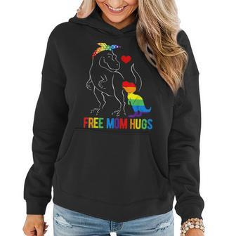 Lgbt Free Mom Hugs Dinosaur Rex Mamasaurus Ally Rainbow Flag Women Hoodie | Mazezy CA