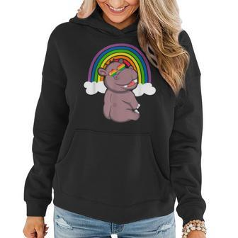 Lgbt Hippopotamus Gay Pride Rainbow Lgbtq Cute Hippo Women Hoodie | Mazezy