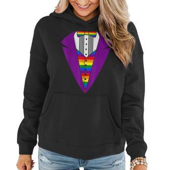 Lgbt Pride Rainbow Tuxedo Fun Gift Idea -Purple Women Hoodie | Mazezy