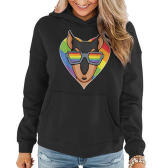 Lgbt Rainbow - Dog Doberman Pinscher - Gay Pride - Dog Owner Women Hoodie | Mazezy