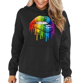 Lgbt Rainbow Lips Pride Gay Homosexual Lesbian Women Hoodie | Mazezy