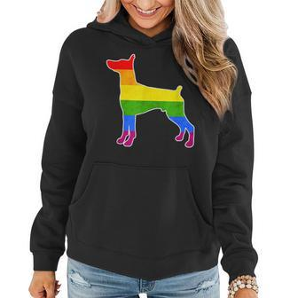 Lgbtq Doberman Pinscher Dog Rainbow Love Gay Lesbian Pride Women Hoodie | Mazezy
