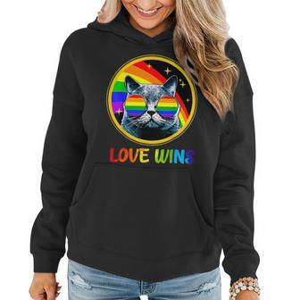 Lgbtq Love Wins Cat Gay Pride Lgbt Ally Rainbow Flag  Women Hoodie