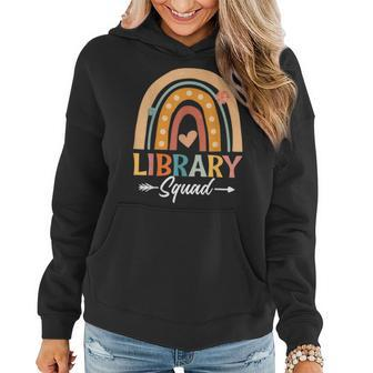 Library Squad Librarian Bookworm Book Lover Teacher Rainbow Gifts For Teacher Funny Gifts Women Hoodie | Mazezy