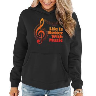 Life Is Better With Music Theory Musician Teacher Notes Clef Women Hoodie - Thegiftio UK