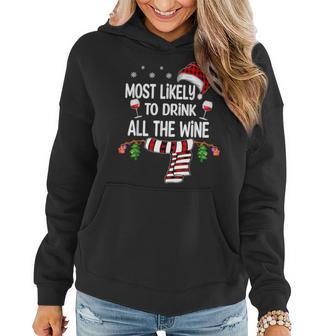 Most Likely To Drink All The Wine Family Christmas Pajamas Women Hoodie - Thegiftio UK