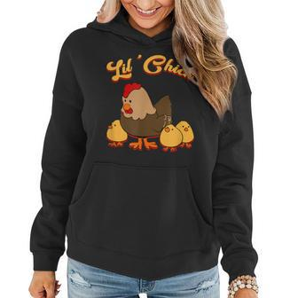 Lil' Chick Cute Momma Chicken With Baby Chicks Women Hoodie | Mazezy