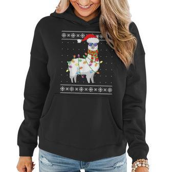 Llama Christmas Tree Ugly Christmas Sweater Women Hoodie | Mazezy