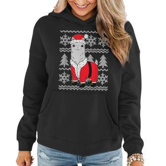 Llama Santa Hat Ugly Christmas Sweater Holiday Women Hoodie - Monsterry DE
