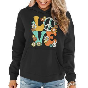 Love 60'S 70'S Party Outfit Groovy Hippie Costume Peace Sign Women Hoodie - Monsterry UK