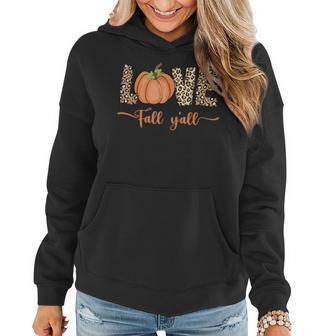 Love Fall Y'all Leopard Print Pumpkin Women's Thanksgiving Women Hoodie - Monsterry
