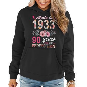 Made In 1933 Floral 90 Year Old 90Th Birthday Women Hoodie - Monsterry DE