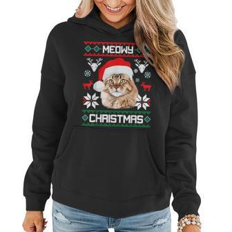 Maine Coon Cat Meowy Ugly Sweater Cat Christmas Women Hoodie | Mazezy