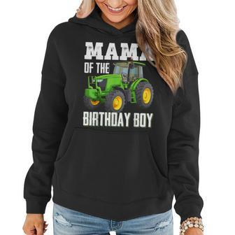 Mama Of The Birthday Boy Family Tractors Farm Trucks Bday Women Hoodie - Seseable